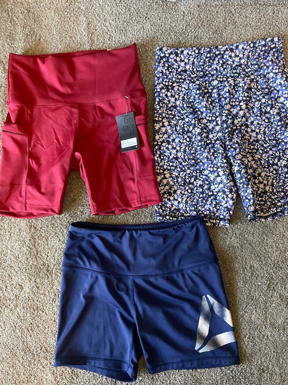 Mixed Activewear Leggings and Shorts - Navy, Red, Floral